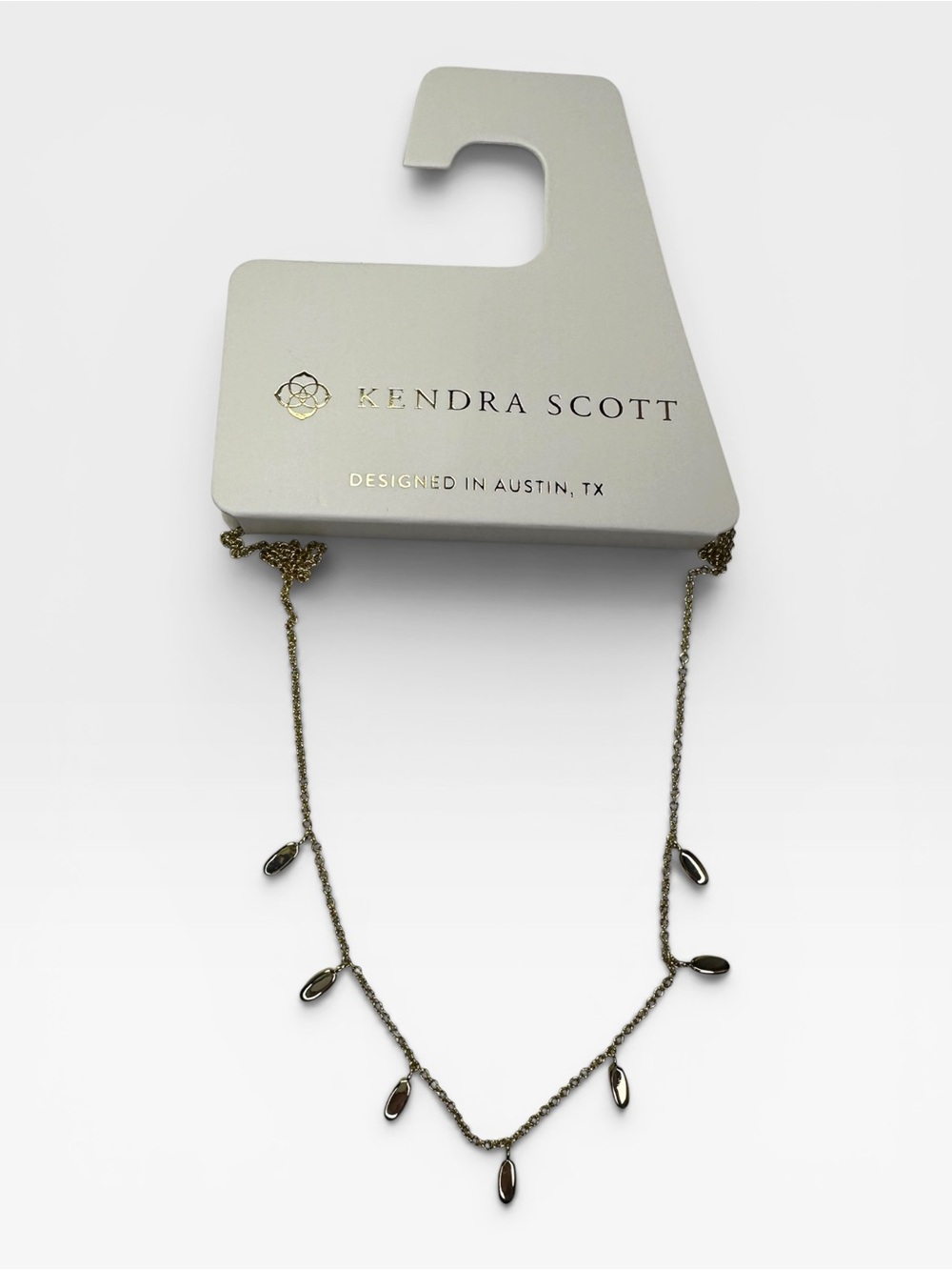 NWT Kendra Scott Gold 14k over Brass Oval Teardrop Accent Necklace Choker